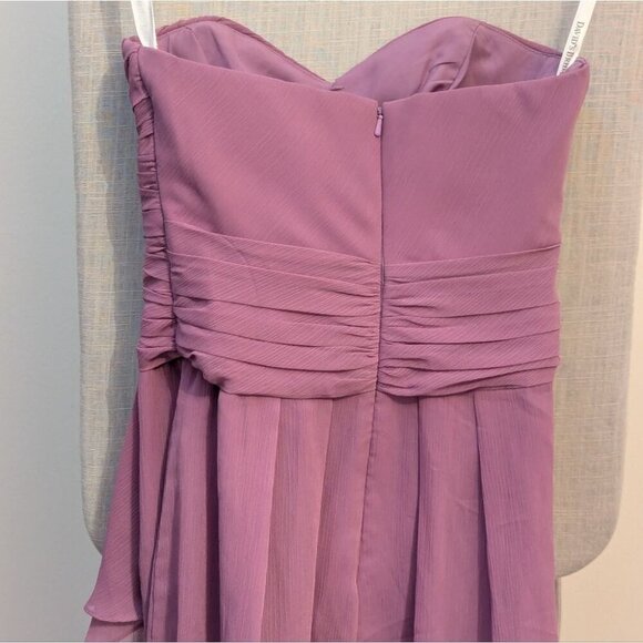 David's Bridal dusty Rose Ruched Strapless Gown for Wedding Party - size 0 BNWOT - Picture 6 of 6